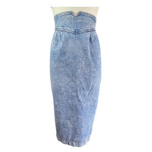 Vtg 80s ZENA Acid Wash Jean Pencil Skirt Metal Rock Punk Denim High Waist Sz 7